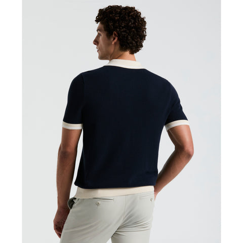 Cotton Honeycomb Sweater Polo (Dark Sapphire) 
