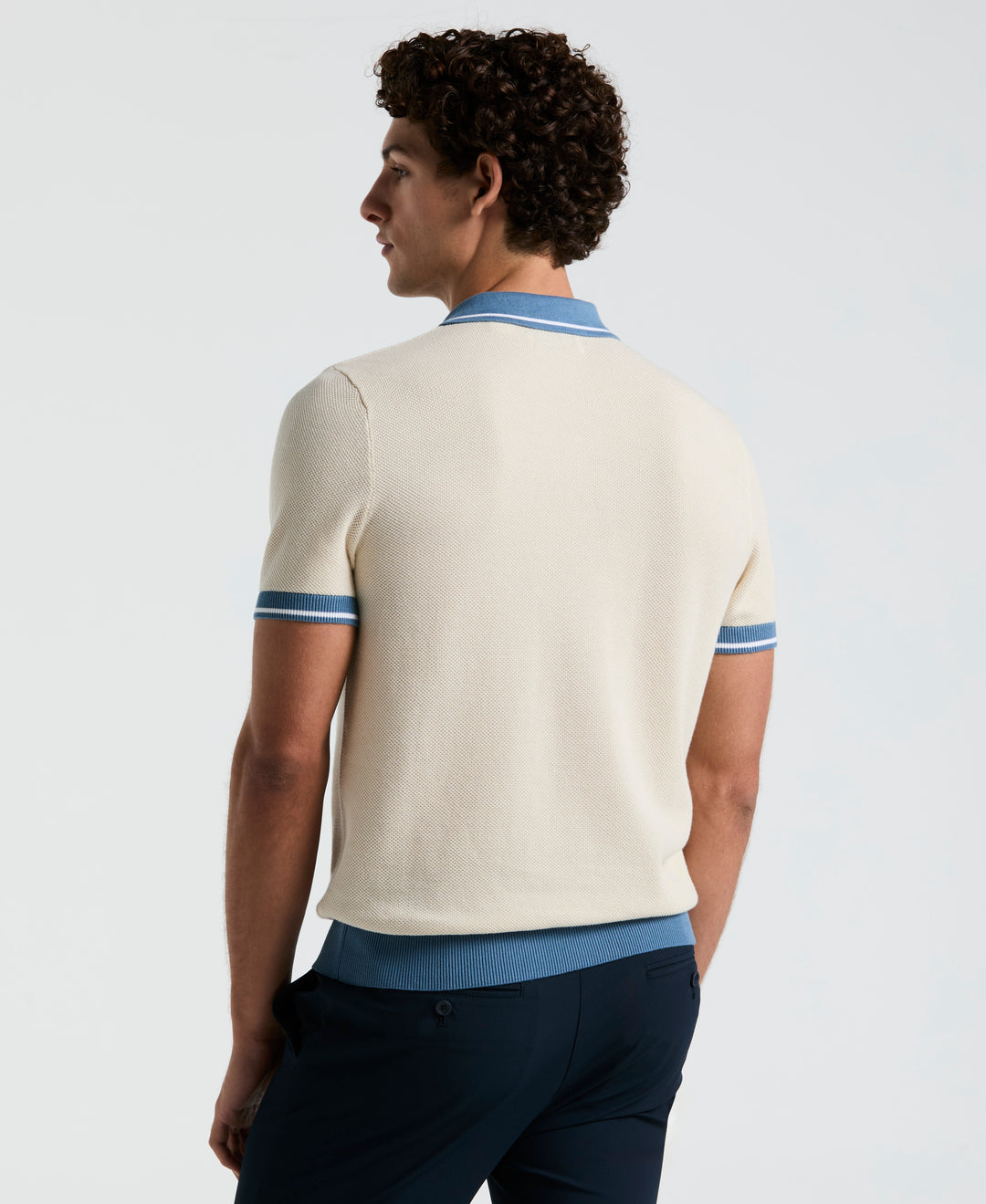 Cotton Honeycomb Sweater Polo (Birch) 