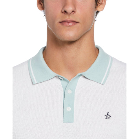 Cotton Honeycomb Sweater Polo (Bright White) 