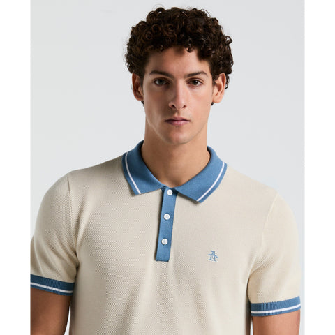 Cotton Honeycomb Sweater Polo (Birch) 