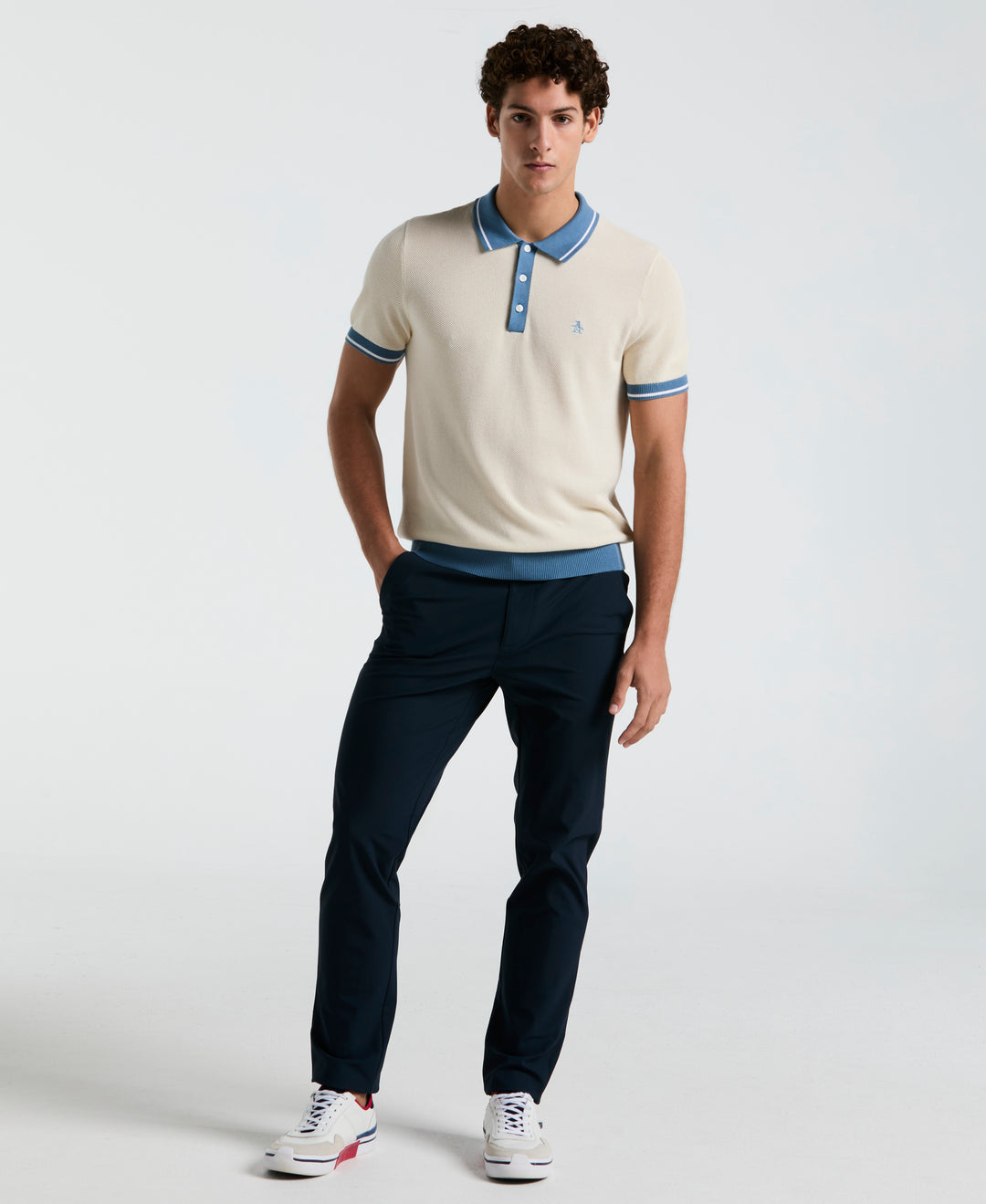 Cotton Honeycomb Sweater Polo (Birch) 