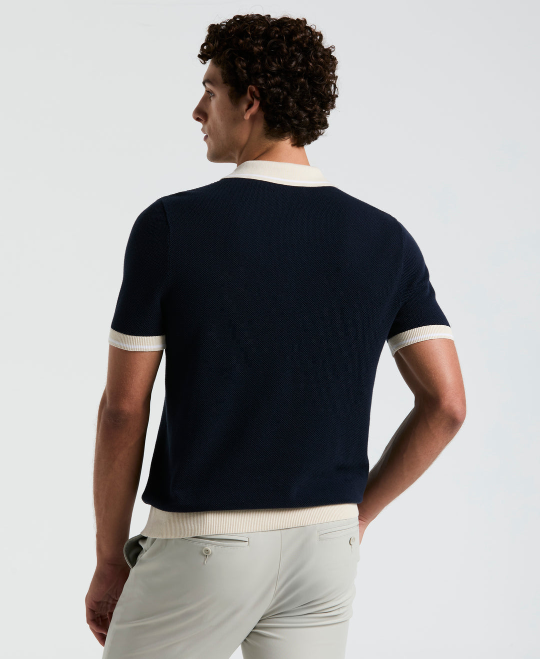 Cotton Honeycomb Sweater Polo (Dark Sapphire) 