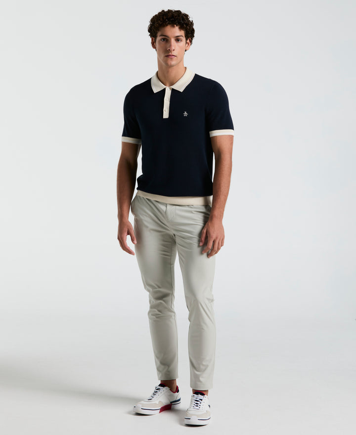 Cotton Honeycomb Sweater Polo (Dark Sapphire) 
