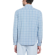 Cotton Indigo Plaid Print Long Sleeve Button-Down Shirt (Spring Lake) 