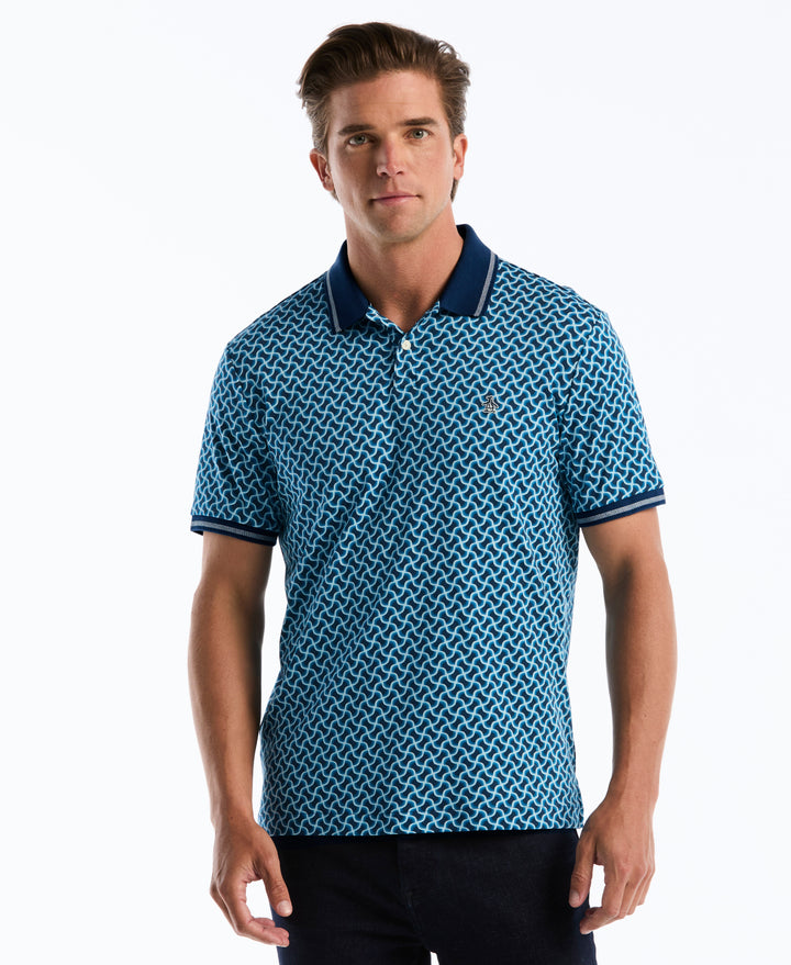 Cotton Interlock 70s Geo Polo (Dark Sapphire) 
