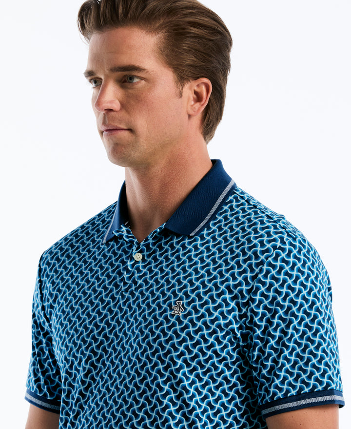 Cotton Interlock 70s Geo Polo (Dark Sapphire) 
