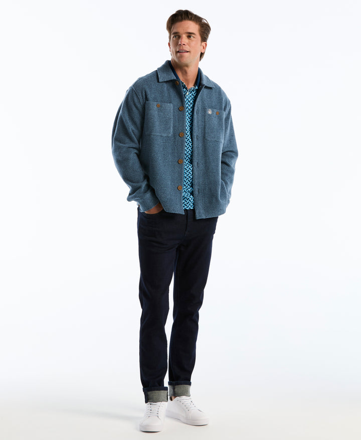 Cotton Interlock 70s Geo Polo (Dark Sapphire) 
