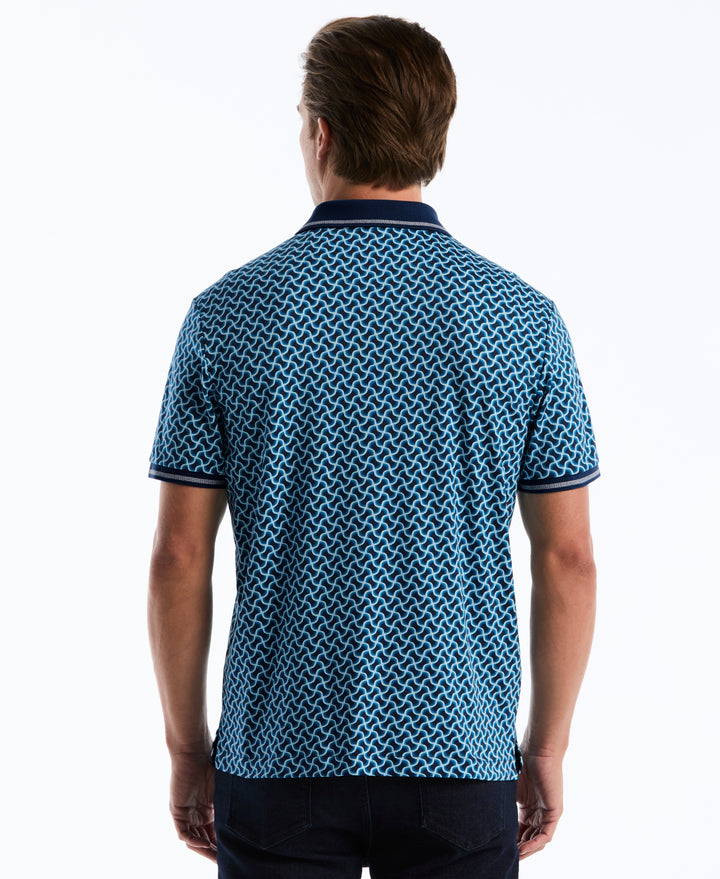 Cotton Interlock 70s Geo Polo (Dark Sapphire) 