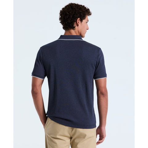 Cotton Interlock 1/4 Zip Tipped Polo (Dark Sapphire Heather) 