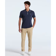 Cotton Interlock 1/4 Zip Tipped Polo (Dark Sapphire Heather) 