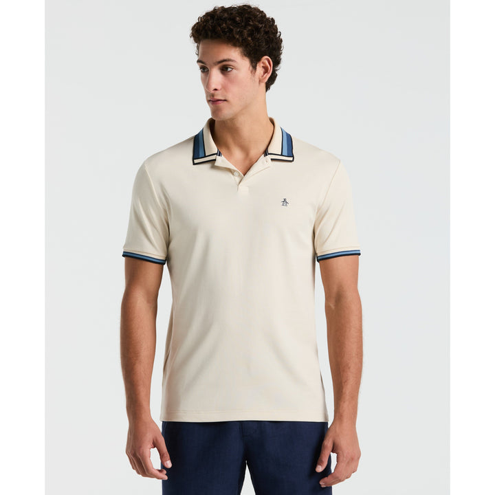 Cotton Interlock Novelty Tipped Polo Shirt (Birch) 