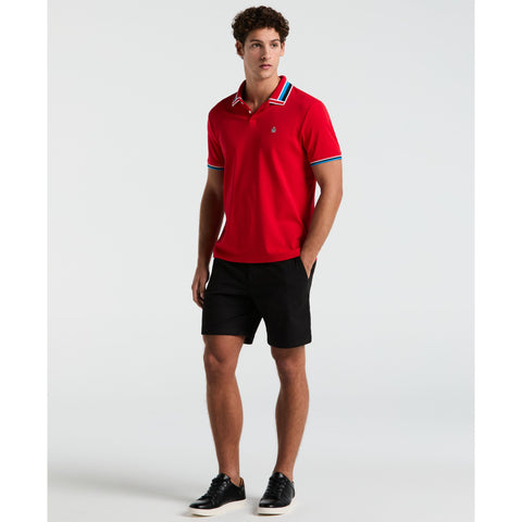 Cotton Interlock Novelty Tipped Polo Shirt (True Red) 