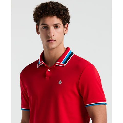 Cotton Interlock Novelty Tipped Polo Shirt (True Red) 