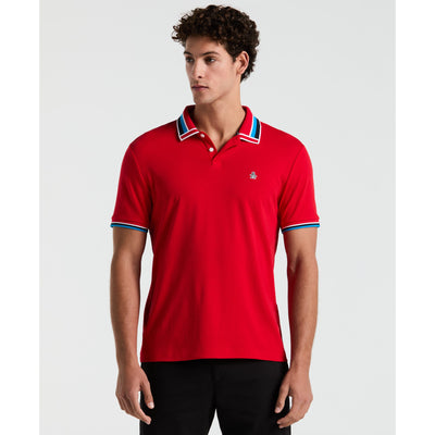 Cotton Interlock Novelty Tipped Polo Shirt (True Red) 