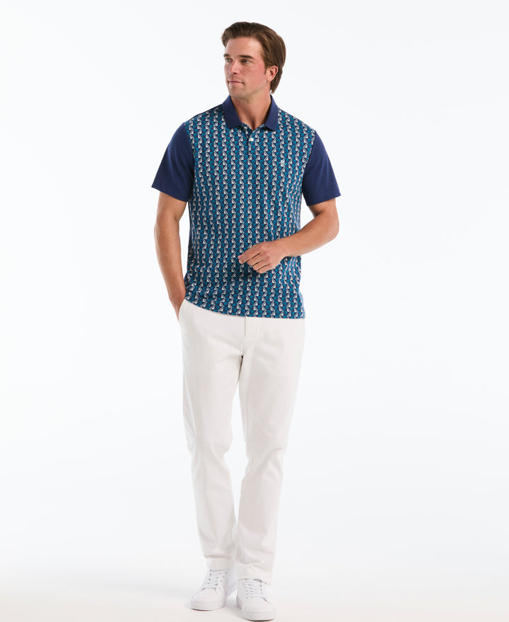 Cotton Jacquard Diamond Polo (Blue Depths) 