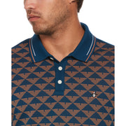 Jacquard Front Geometric Print Polo (Poseidon Blue) 