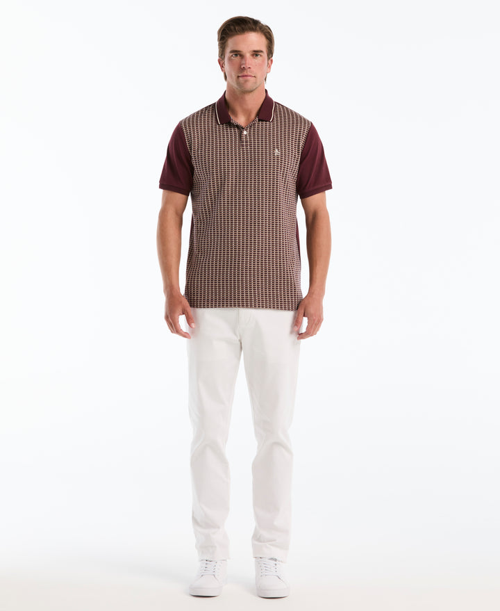 Cotton Jacquard Geo Tipped Polo (Port Royale) 