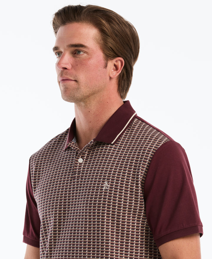 Cotton Jacquard Geo Tipped Polo (Port Royale) 