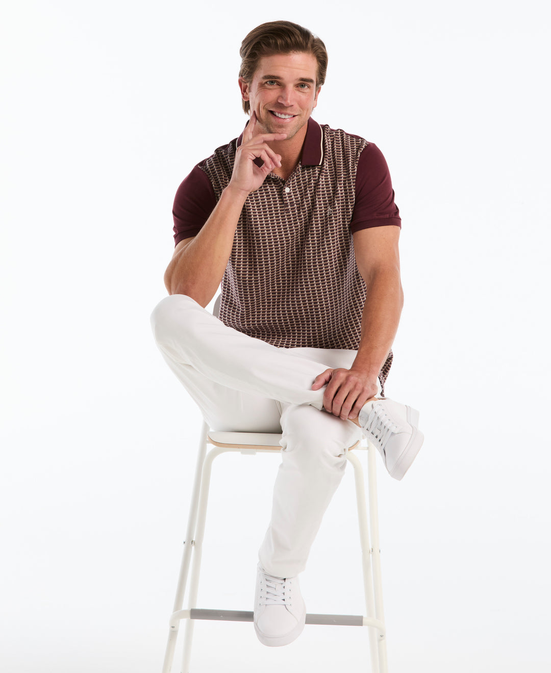 Cotton Jacquard Geo Tipped Polo (Port Royale) 