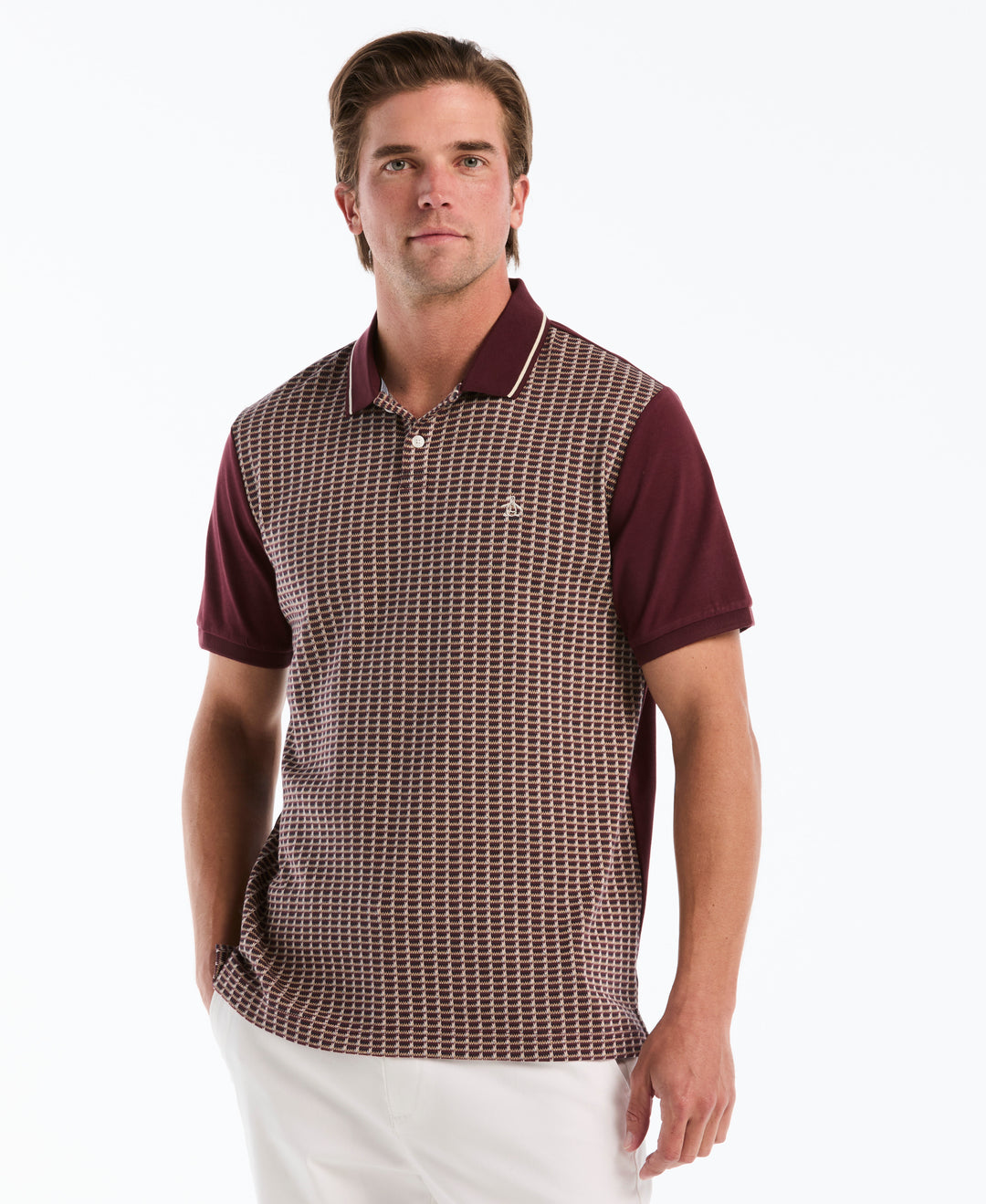 Cotton Jacquard Geo Tipped Polo (Port Royale) 
