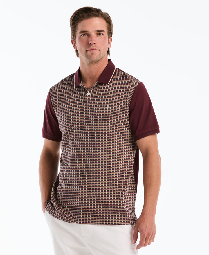 Cotton Jacquard Geo Tipped Polo (Port Royale) 