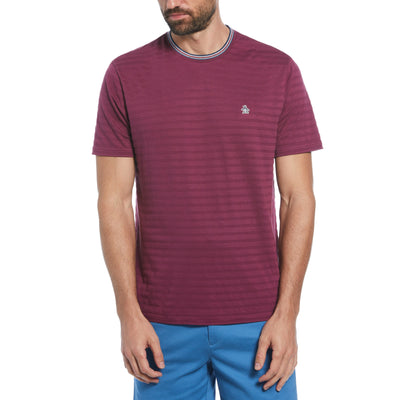 Cotton Jacquard Solid Tipping Tee (Amaranth) 