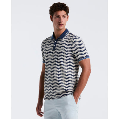 Cotton Jacquard Textured Zigzag Polo (Birch) 