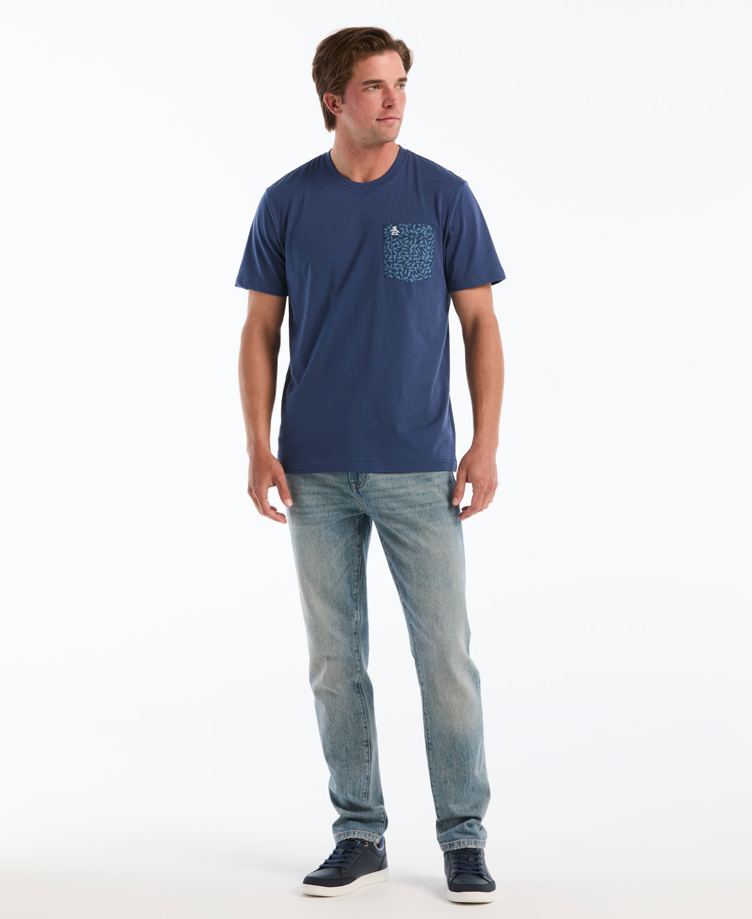 Cotton Jersey Bottle Print Pocket Tee (Sargasso Sea) 