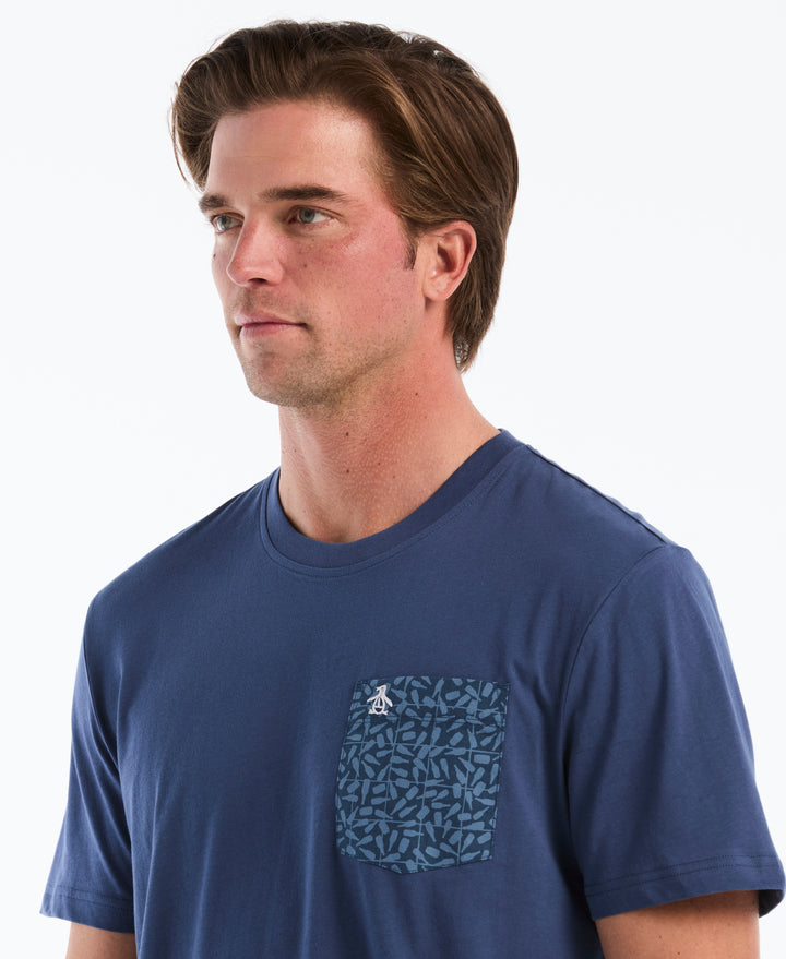 Cotton Jersey Bottle Print Pocket Tee (Sargasso Sea) 