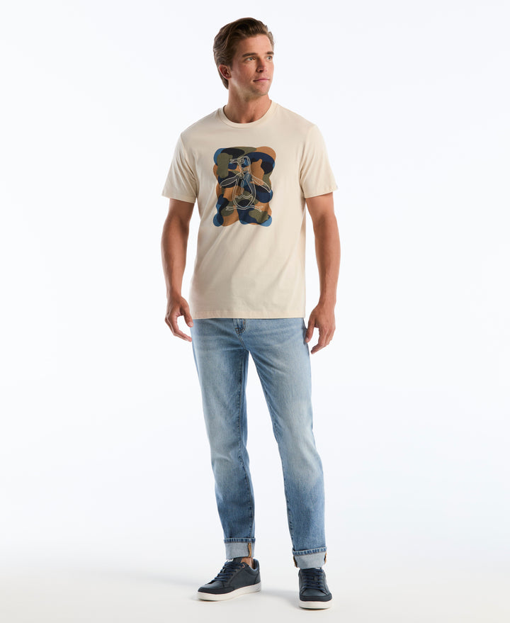 Cotton Jersey Embroidered Camo Pete Graphic Tee (Birch) 