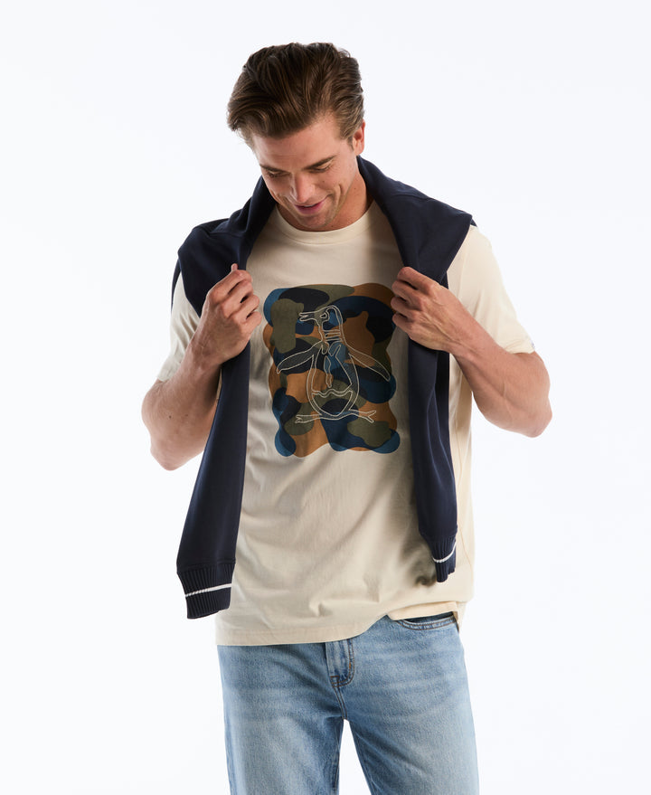 Cotton Jersey Embroidered Camo Pete Graphic Tee (Birch) 