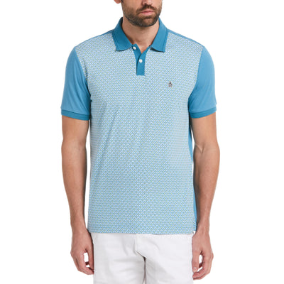 Cotton Jersey Geo Print Front Polo (Blue Moon) 