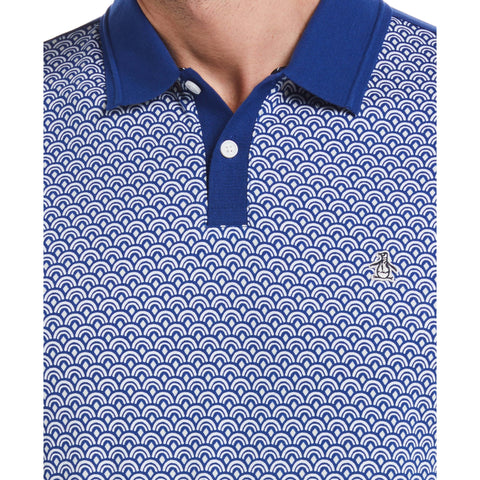 Cotton Jersey Geo Print Front Polo (Mazarine Blue) 