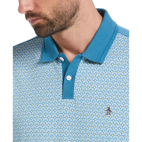 Cotton Jersey Geo Print Front Polo (Blue Moon) 