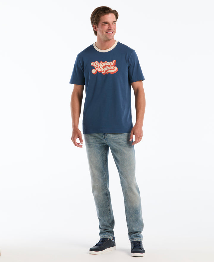 Cotton Jersey Graphic Ringer Tee (Sargasso Sea) 