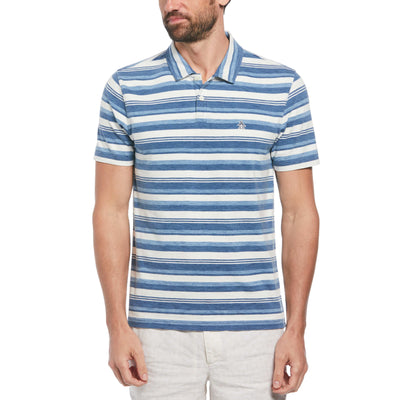 Cotton Jersey Indigo Striped Polo (Blue Indigo) 