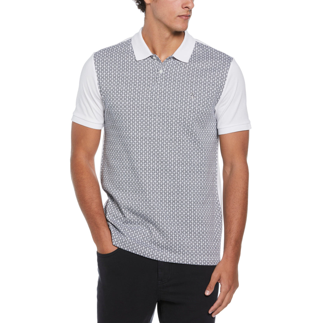 Cotton Jersey Jacquard Front Polo (Bright White) 