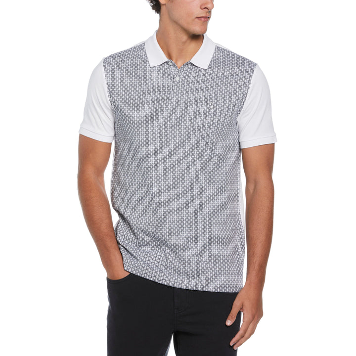 Cotton Jersey Jacquard Front Polo (Bright White) 