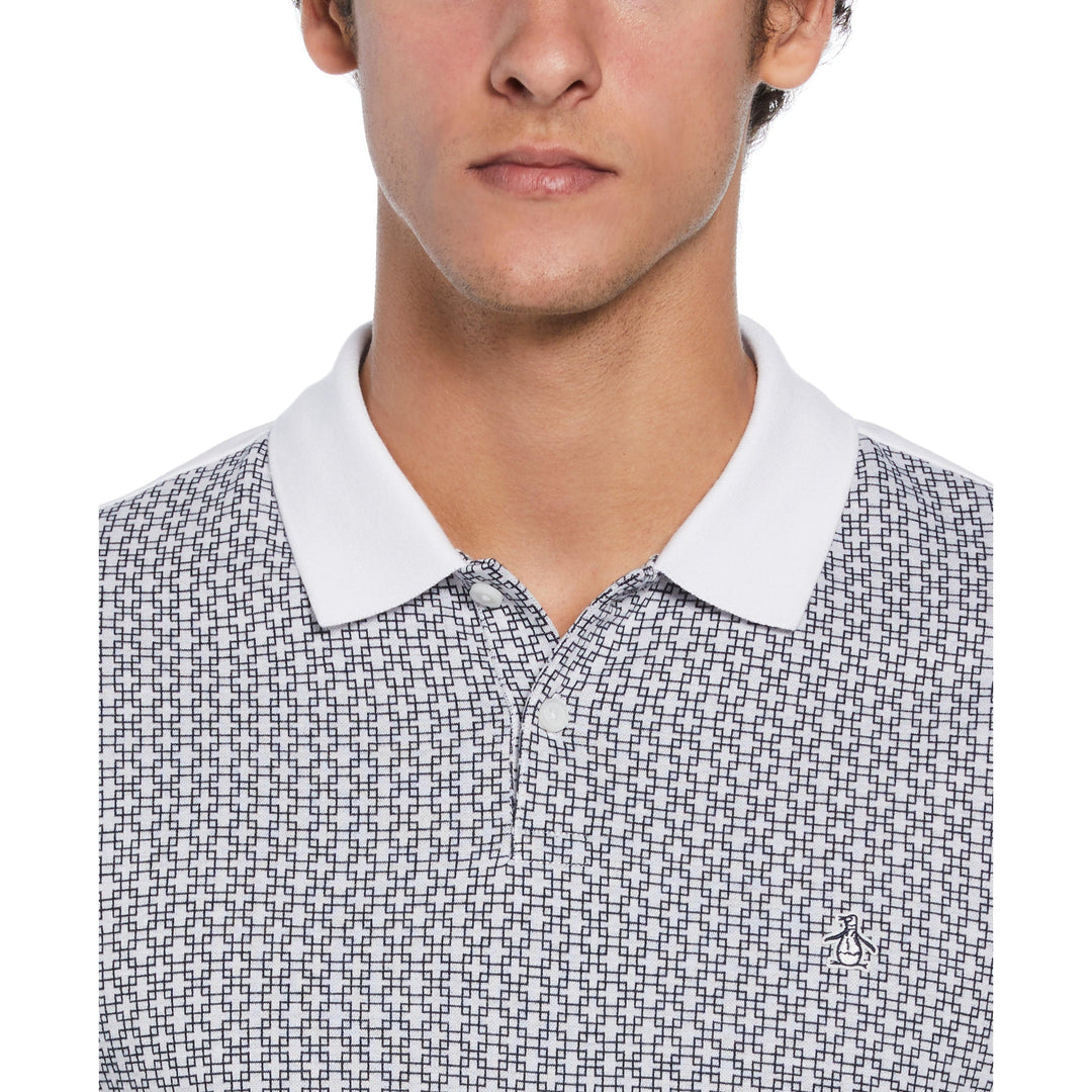 Cotton Jersey Jacquard Front Polo (Bright White) 