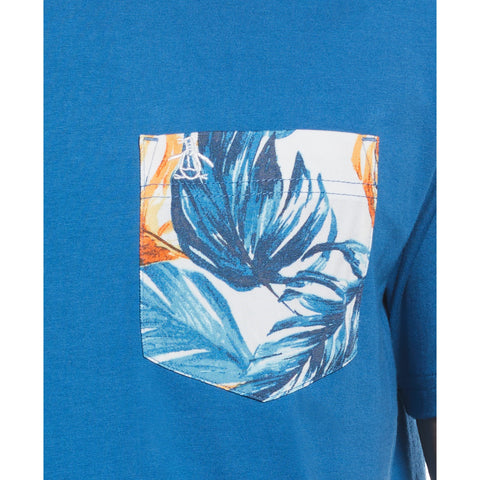 Cotton Jersey Multi Color Palm Pocket Tee (Vallarta Blue) 