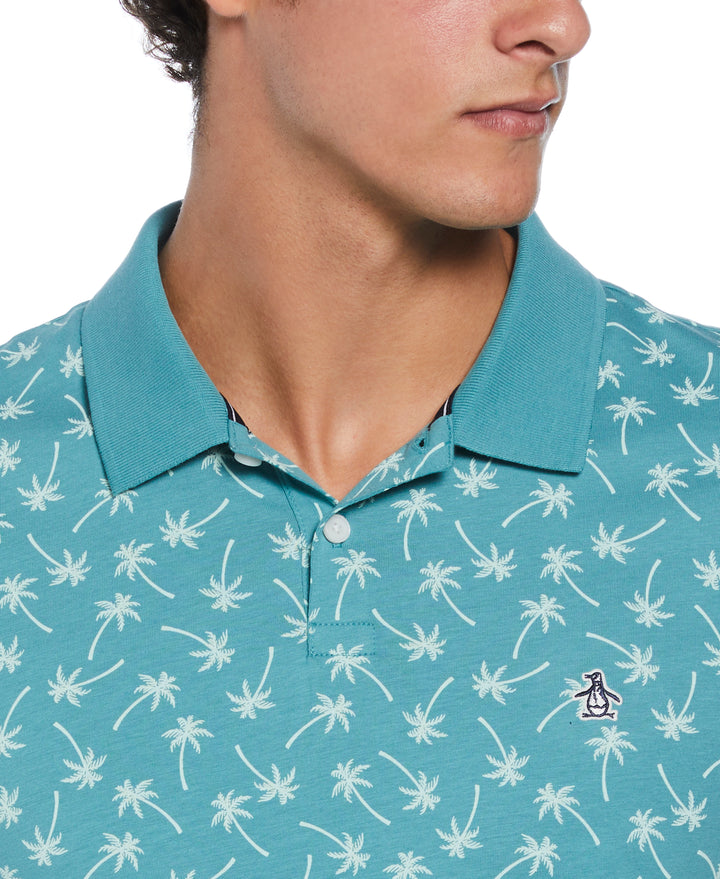 Cotton Jersey Palm Polo  (Teal) 