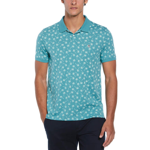 Cotton Jersey Palm Polo  (Teal) 