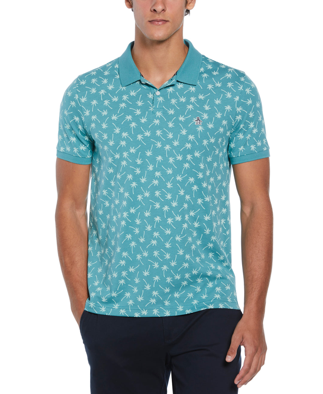 Cotton Jersey Palm Polo  (Teal) 
