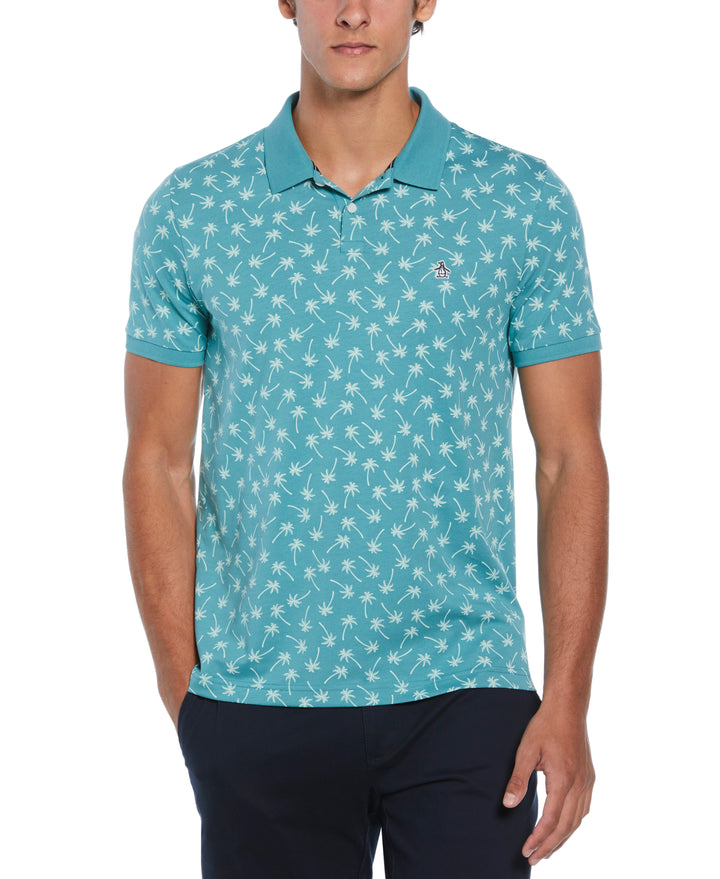 Cotton Jersey Palm Polo  (Teal) 