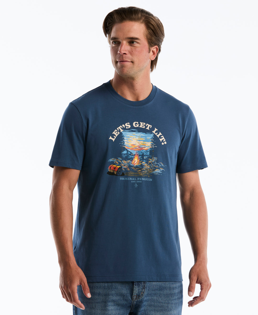 Cotton "Let's Get Lit" Graphic Tee (Sargasso Sea) 