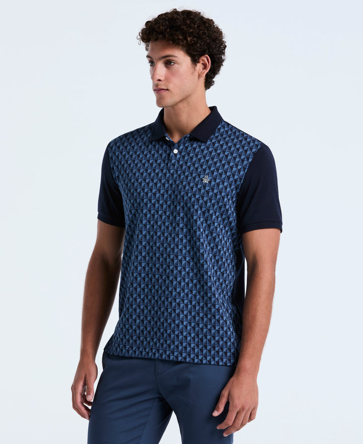 Cotton Martini Print Polo (Dark Sapphire) 