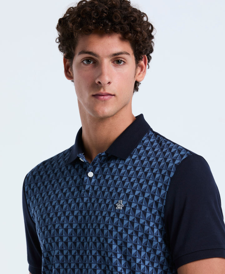 Cotton Martini Print Polo (Dark Sapphire) 