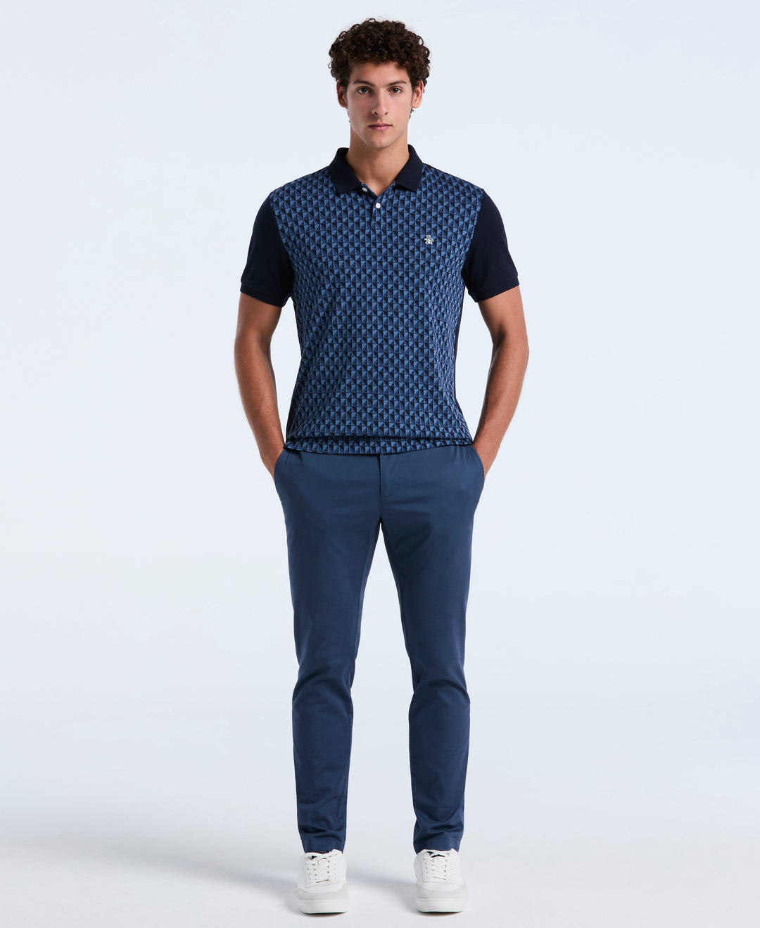 Cotton Martini Print Polo (Dark Sapphire) 