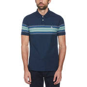 Cotton Pique Chest Stripe Polo (Dress Blues) 