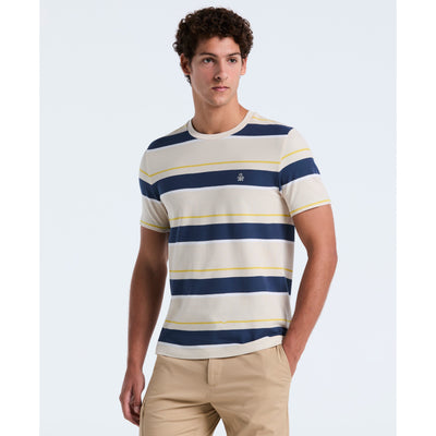 Cotton Pique Engineered Stripe Tee (Birch) 